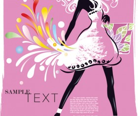 Set of Fashion girl vector graphic 05