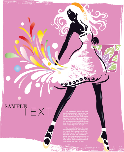 Set of Fashion girl vector graphic 05