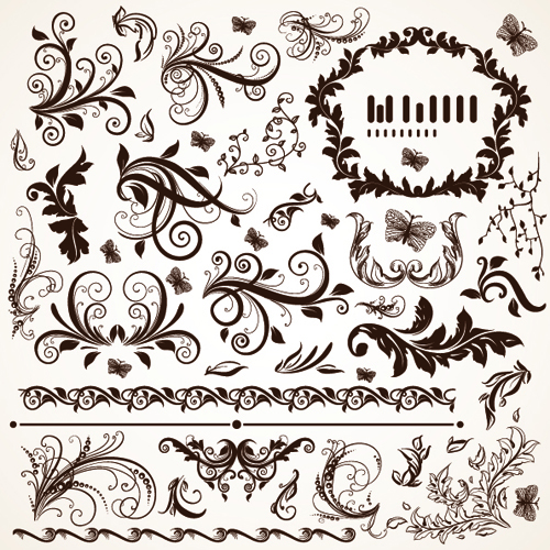 Floral Design Ornaments elements mix vector 01