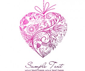 Set of Floral Heart elements vector 01