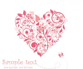 Set of Floral Heart elements vector 02