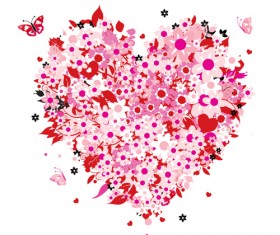 Set of Floral Heart elements vector 03