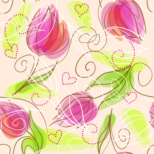 Set of different Flower Pattern elements vector 02