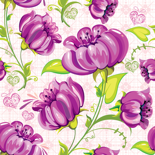 Set of different Flower Pattern elements vector 04