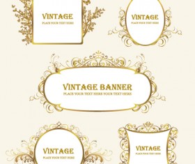 Retro decor Frames design vector 02