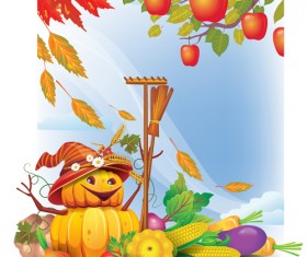 Funny Autumn pumpkins vector graphic 01