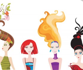 Personality girls design elements vector 01