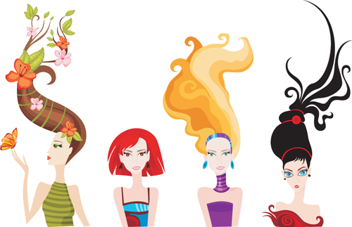 Personality girls design elements vector 01