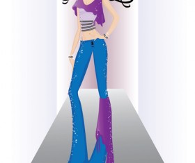 Personality girls design elements vector 02