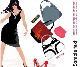 Personality girls design elements vector 03