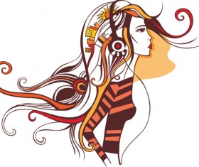 Personality girls design elements vector 04