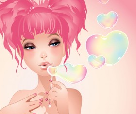 Personality girls design elements vector 05