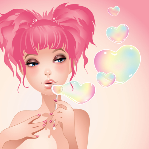 Personality girls design elements vector 05