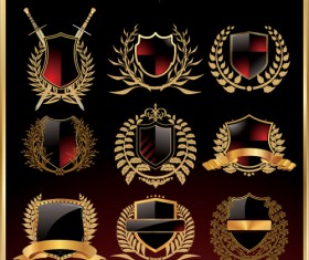 Golden luxurious Retro labels design vector 03