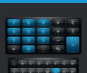 black and blue web button vector set 02