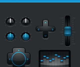 black and blue web button vector set 03