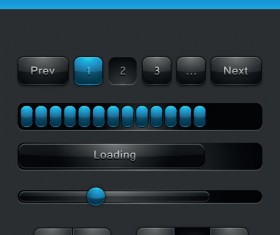 black and blue web button vector set 04