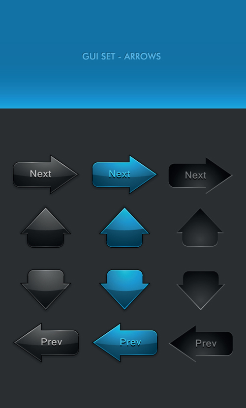 black and blue web button vector set 05