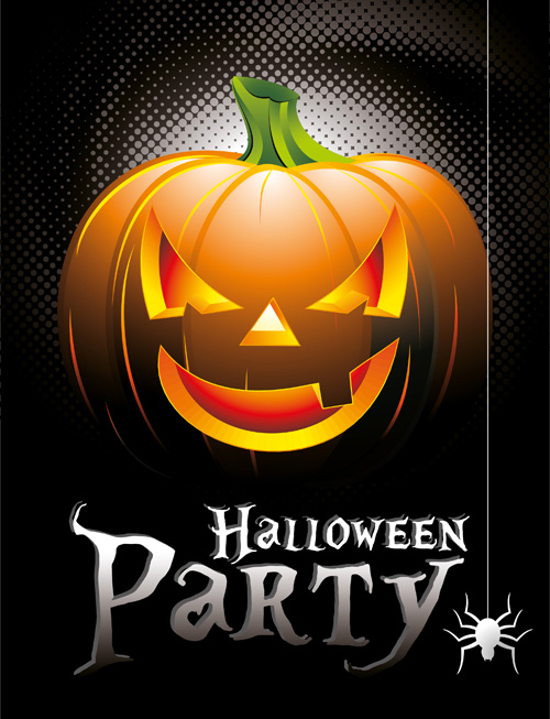 Halloween party background with pumpkin vector 02