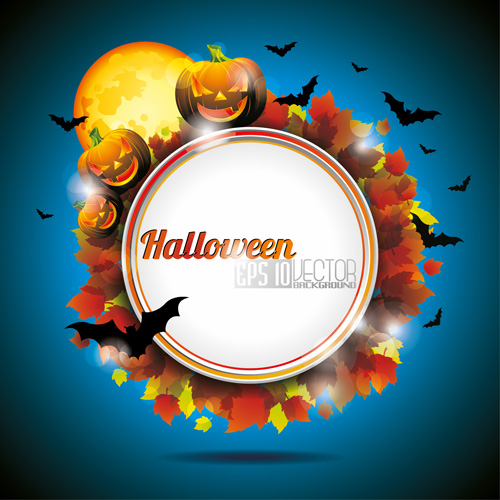 Halloween party background with pumpkin vector 03