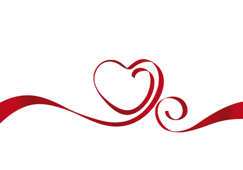 Creative Heart from red ribbon design vector 01