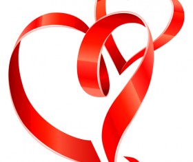Creative Heart from red ribbon design vector 02
