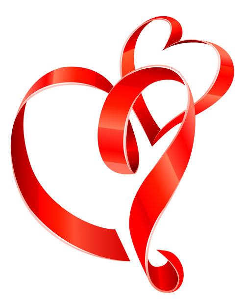 Creative Heart from red ribbon design vector 02