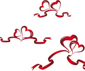 Creative Heart from red ribbon design vector 03