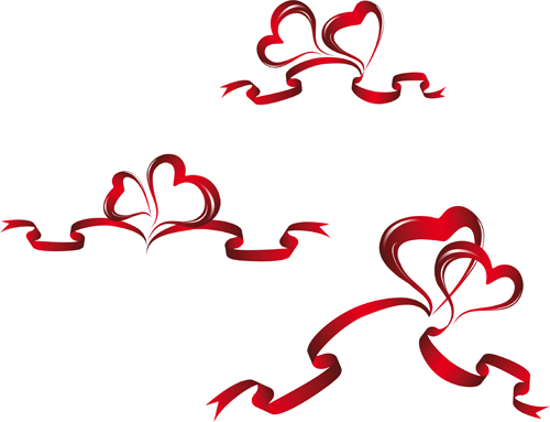 Creative Heart from red ribbon design vector 03