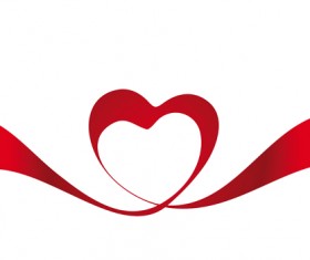 Creative Heart from red ribbon design vector 05