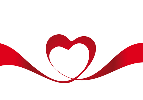 Creative Heart from red ribbon design vector 05