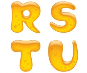 Cute golden alphabet elements vector 01