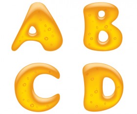 Cute golden alphabet elements vector 02