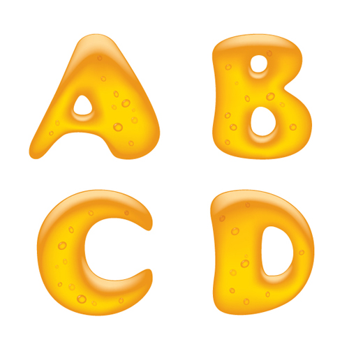 Cute golden alphabet elements vector 02