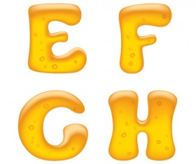 Cute golden alphabet elements vector 03