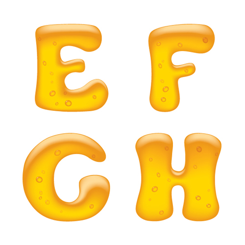 Cute golden alphabet elements vector 03