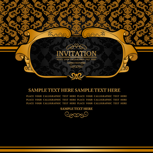 Set of Luxury invitation background elements vector 01