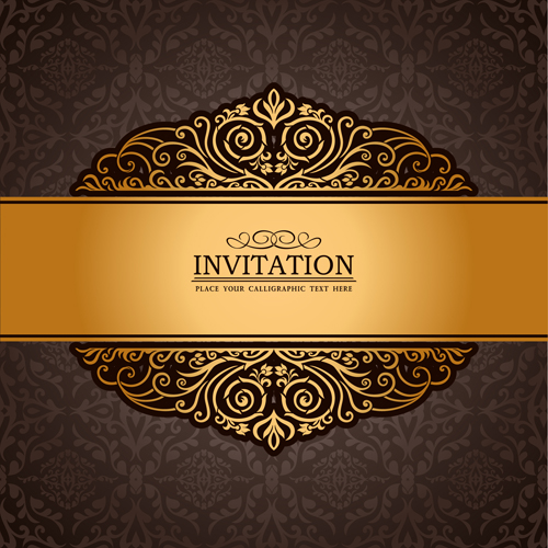 Set of Luxury invitation background elements vector 04