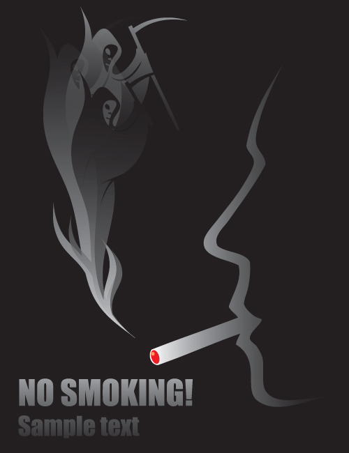 No Smoking Warning elements vector set 05