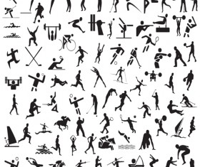 Different Olympic sports People Silhouettes vector 01