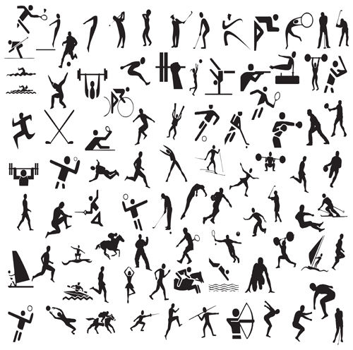 Different Olympic sports People Silhouettes vector 01