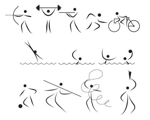 Different Olympic sports People Silhouettes vector 03