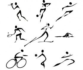 Different Olympic sports People Silhouettes vector 05