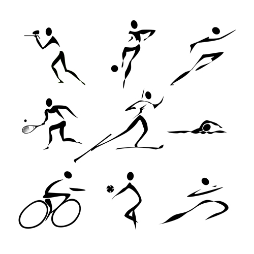 Different Olympic sports People Silhouettes vector 05