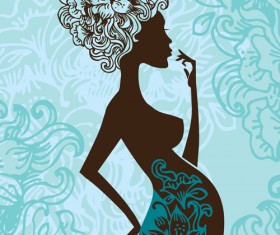 Pregnant woman design elements vector set 03