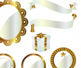 Ornate Ribbon and labels vector 03