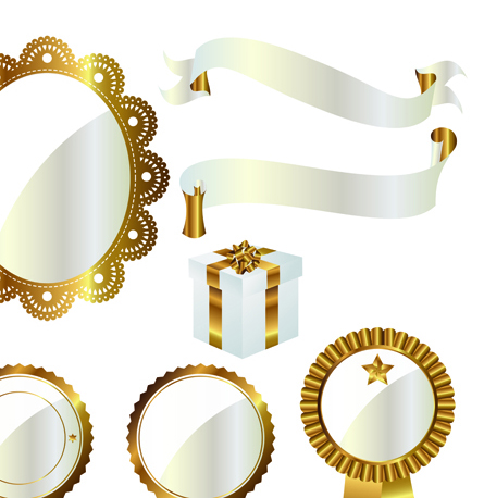 Ornate Ribbon and labels vector 03