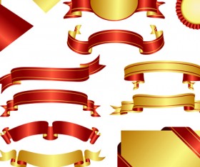 Ornate Ribbon and labels vector 04
