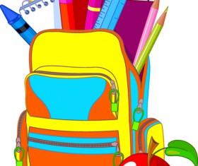 Funny School bag design elements vector 01