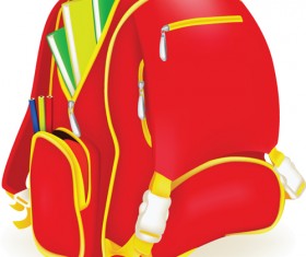 Funny School bag design elements vector 03
